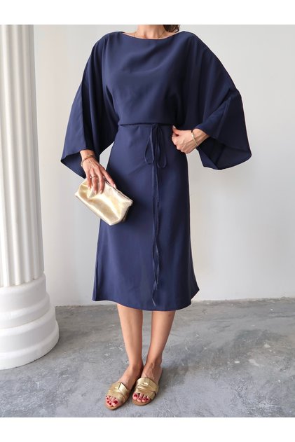 Women's Amelia Modal Cupra Waist Belted Bat Sleeve Dress