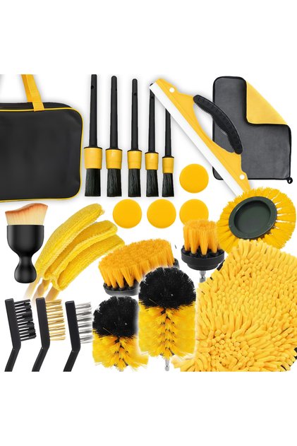 Set pentru detailing auto, 23 de piese, curățare interioară și exterioară a mașinii, cu geantă inclusă