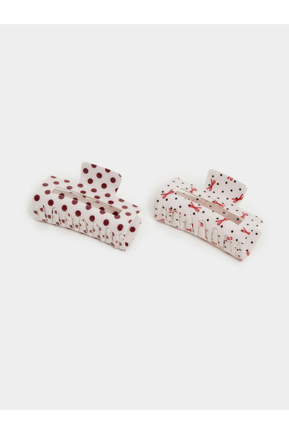 Set of 2 - Polka Dot Print Hair Claw