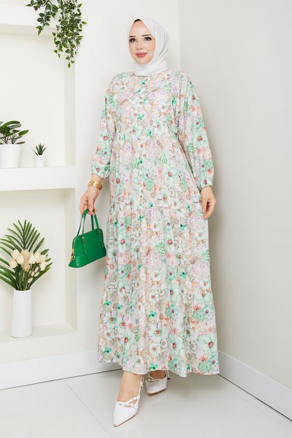 Women's Judge Collar Modal Patterned Dress