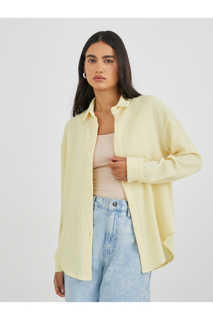 Textured Oversized Collared Shirt