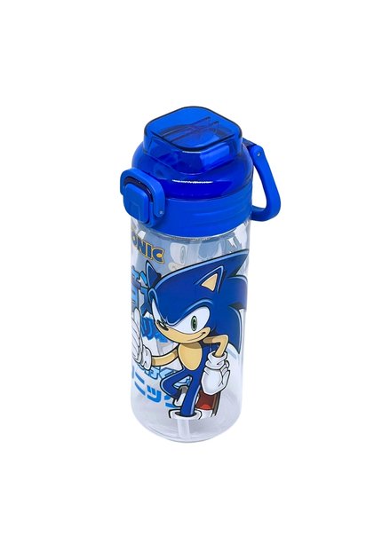 500ml Sonic the Hedgehog Yumuşak Silikon Pipetli Kulplu Kilitlenebilir Su Matarası