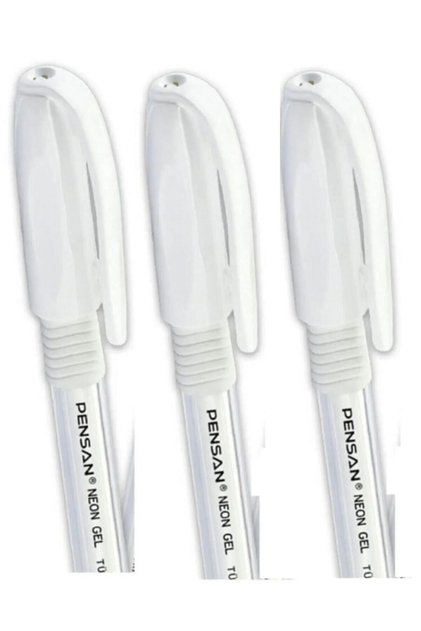 White Ballpoint Pen - Neon White Ballpoint Pen 1.0 mm / 3 Pieces
