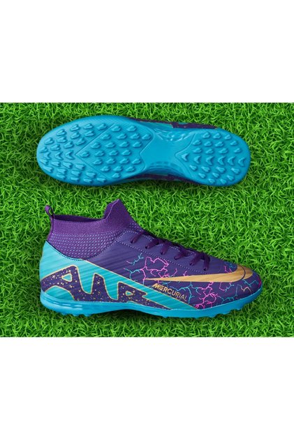 Unisex Astroturf Field Shoes with Kindep Mercurial Socks Purple