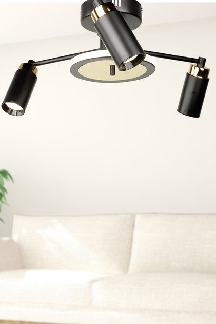 Linz Ledli 3.Lü Avize Siyah, Modern LED Avize, Şık Tasarım Tavan Aydınlatması, Dekoratif Salon Avizesi, Oturma Odası Aydınlatması, Ev Dekorasyonu