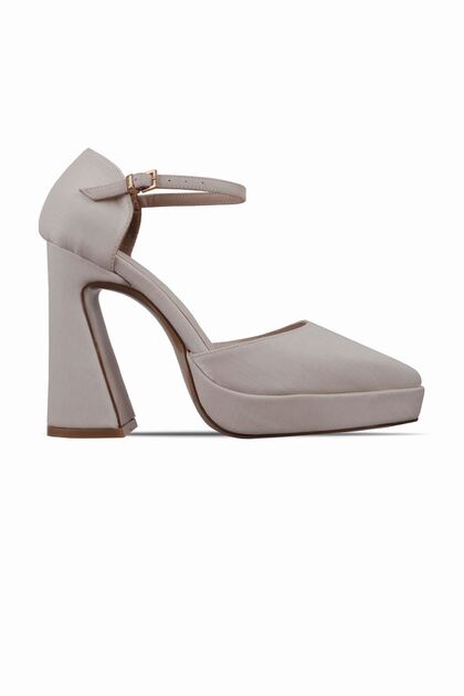 Naty Women's Ankle Strap Thick Platform Heeled Evening Dress Shoes 4069