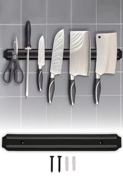 Şık Bıçak Yapıştırma Mıknatısı 55 cm Duvara Monte Metal Mıknatıslı Bıçak Tutucu