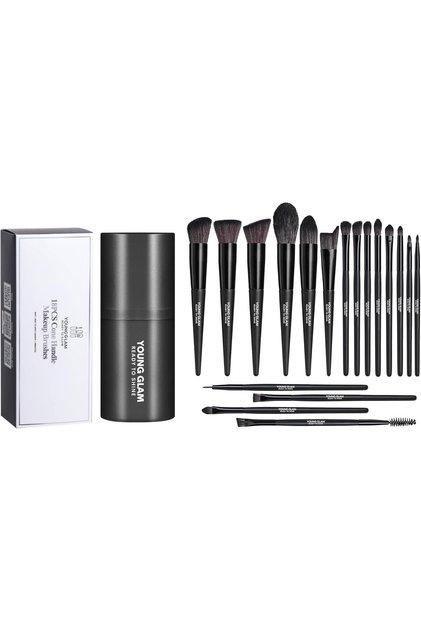 Essentials Makeup Brush Set 18 Pcs Premium Synthetic Angled, Concealers, Blending, Eyesha