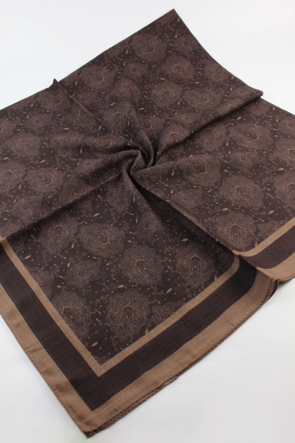 120X120 Ethnic Pattern Oversized Scarf Cotton Scarf Oversized Leaf Scarf Chocolate Coffee