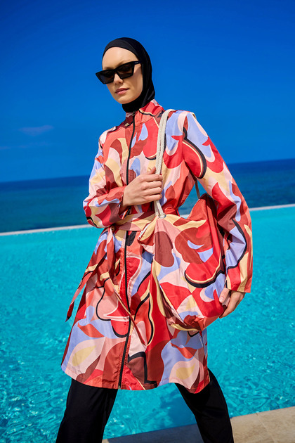 Rivamera 4 Piece Belted Full Covered Hijab Swimsuit R2515