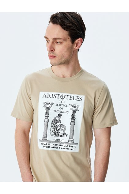 Printed Basic Short Sleeve Crew Neck Slim Fit T-Shirt