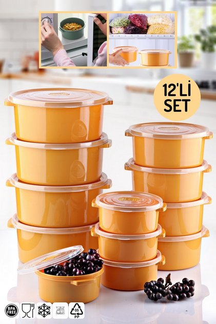 12'li Set Mikrodalga ve Difrizde Kullanıbilen Saklama Kabı