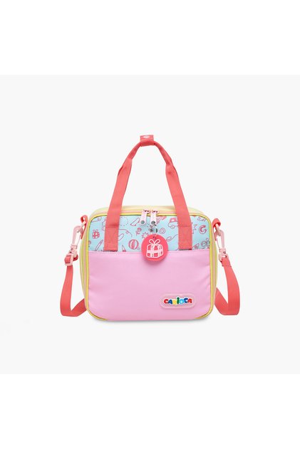 Doodle Print Lunch Bag with Zip Closure