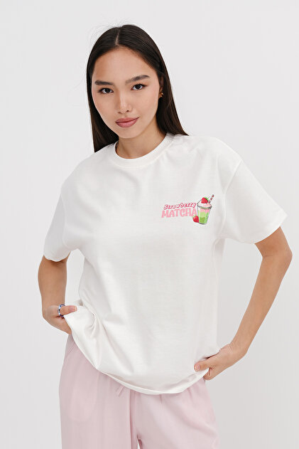 【最安値】Check Ribbon Docking Tee White Addax Önü Ve Arkası Baskılı Kalın T-shirt P10481 - Fiyatı, Yorumları