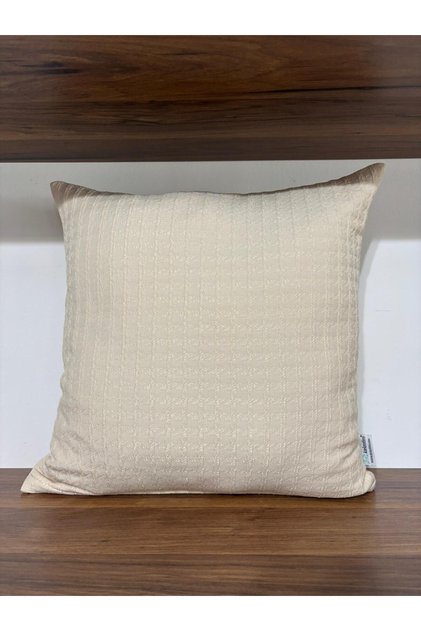 Husa pentru perna din jacquard crem cu carouri