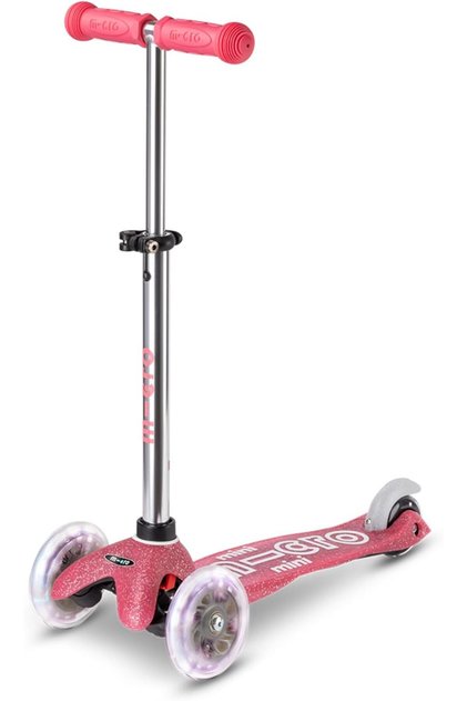 Micro Scooters | Mini Micro Deluxe Glitter LED Children's Scooter | Handlebar Adjustable | Light Up