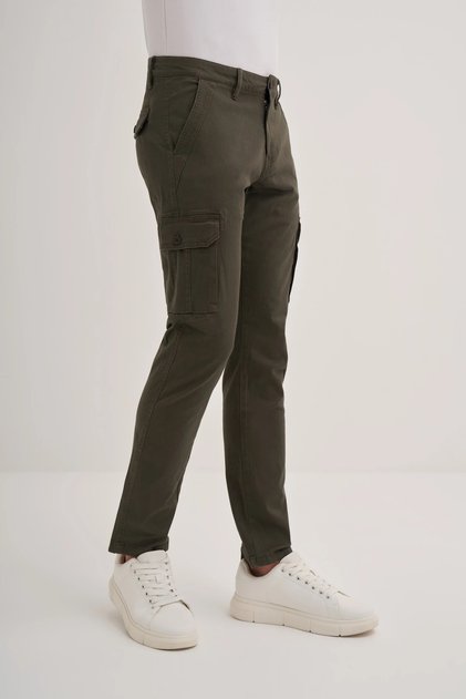 Vintage Terry Slim Fit Pipe Leg Lycra Gabardine Cargo Pants-00120