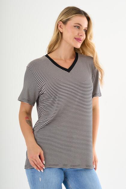 V-Neck Striped T-Shirt