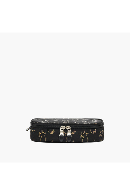 St.Right Cat Print Pencil Case with Zip Closure