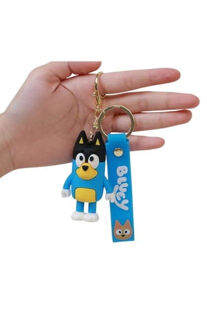 Breloc pentru chei, potrivit pentru cadou sau suvenir, model Bluey, 7.5 cm, albastru