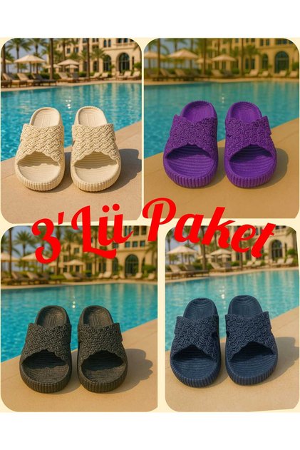 3 Pack Open Front Non-Slip Sole Soft Flexible Airblow Bathroom Balcony Beach Street Slippers