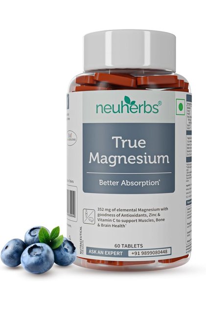 True Magnesium 60 Tablets | Better Absorption Magnesium Bisglycinate 1600 mg With Natural A