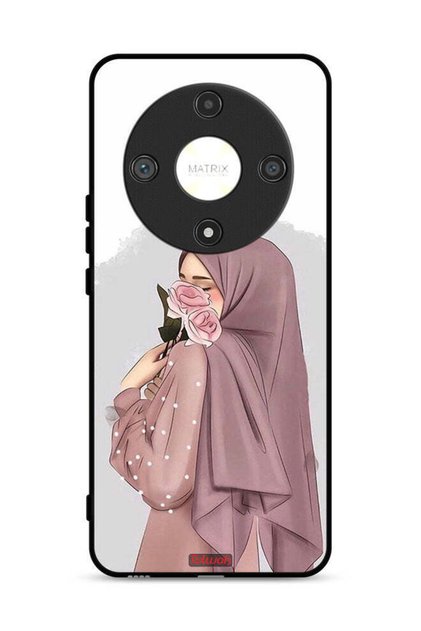 غطاء حماية لهاتف Honor X9b 5G بتصميم فتاة تحمل ورودًا