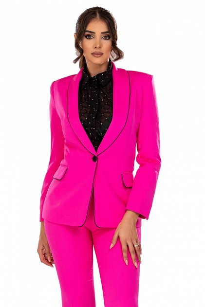 Jachetă elegantă fuchsia cu revere lungi