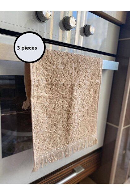 Set de 3 prosoape de bucătărie Jacquard cu ciucuri 100% bumbac Design elegant 30x50