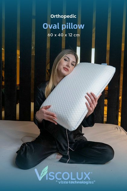 Oval Soap Orthopedic Visco Pillow - Anti-Headache High Pillow Blue 60X40X15
