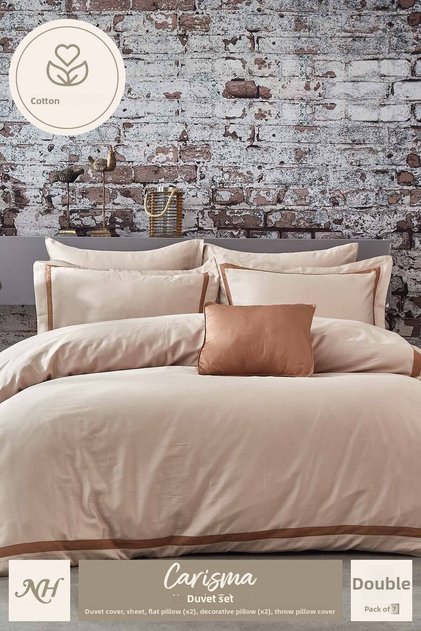 Carisma Striped Cotton Satin Double 7 Piece Duvet Cover Set