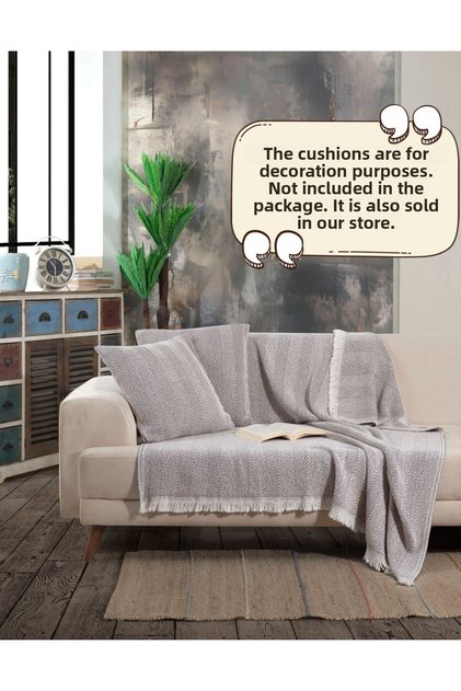 Lily Anthracite Sofa Cover 150 X 200 cm Sofa Bed Couch Cover Shawl Cotton Tufted