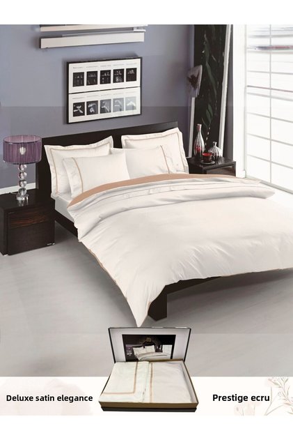Prestige Ecru Deluxe Satin Double Duvet Cover Set
