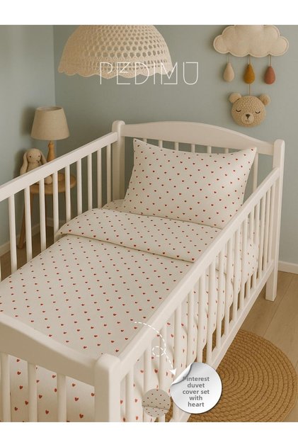 100% Cotton Flannel Heart Pinterest Baby Duvet Cover Set with Heart Print (95X145 cm)