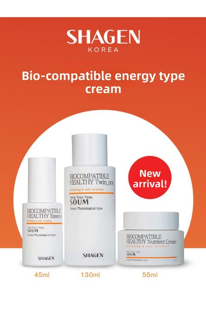 New Soum (Orange) Energy Type Set of 3 - Quadruple Effect - Original Korean Cream Set - Ewg Certified