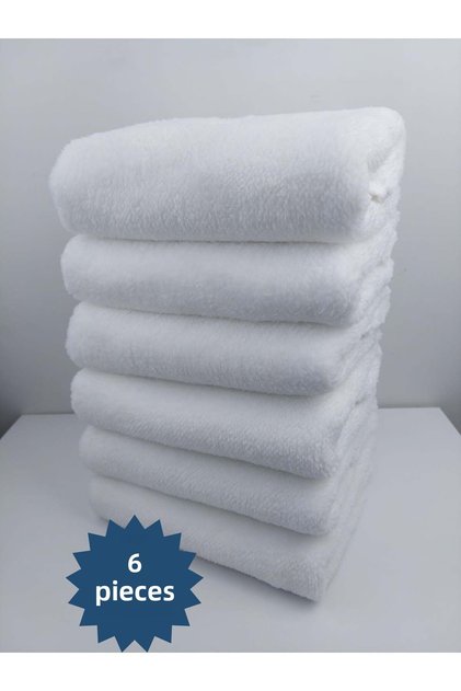 Dye Resistant Microfiber Hairdressing Towels 6-Piece White 50X90 cm | Hair Lightener Resistant