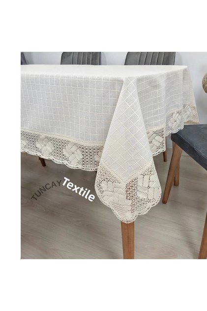 Linen Tablecloth Wide Lacy Monika Fabric Cotton Buldan Basement Linen Square Rectangular Round
