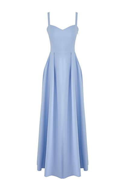 Trendyol Collection Light Blue A-Line Back Bow Detail Woven Long