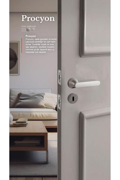 Procyon - Room Door Handle Square Badge Right Left Suitable Interior Home Door Handle Handles-A203A