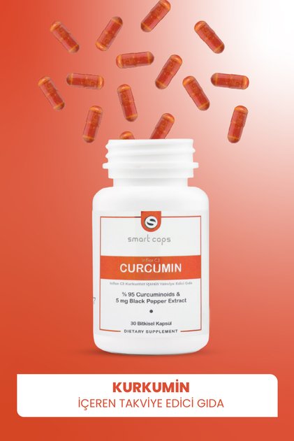 Smart Caps İnflex C3 Kurkumin 30 Kapsül | Curcumin, Zerdeçal, Karabiber Ekstresi