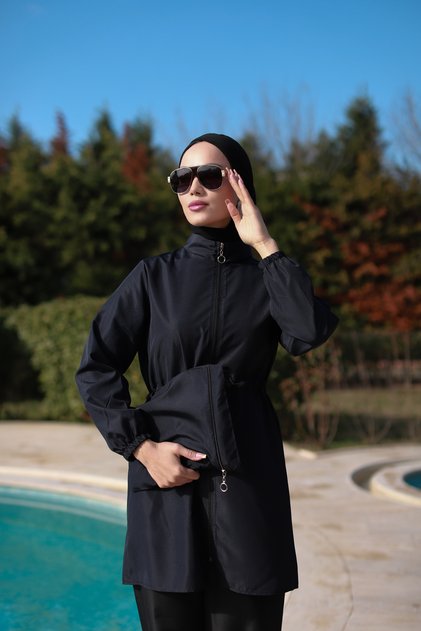 Bone Gifted Drawstring Waist Hijab Swimsuit Set