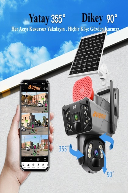 Avenir Av-S830 Güneş Enerjili 4G Sim Kartlı 6MP Güvenlik Kamerası