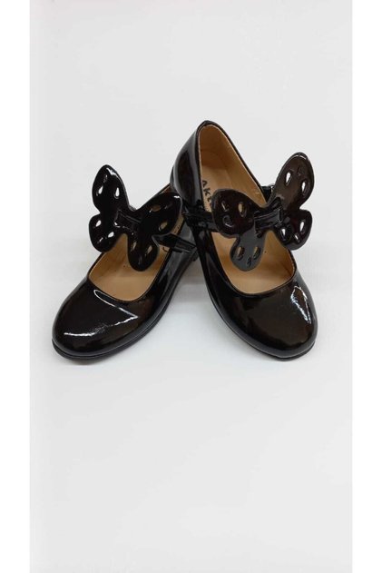 Girl's Scarf Butterfly Black Patent Leather Orthopedic Ballerina Shoes