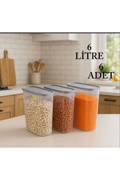 Kitchen Line Erzak Bakliyat Kiler Saklama Kabı 3'lü, 6lt - Fiyatı