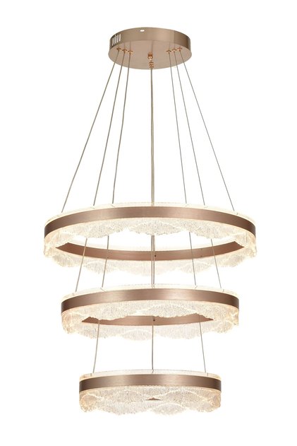 Estilo 3 Katlı Dimmer Kumandalı 3 Renk Ledli (Sarı-Beyaz-Gün Işığı) Modern Akrilik Avize - Brown