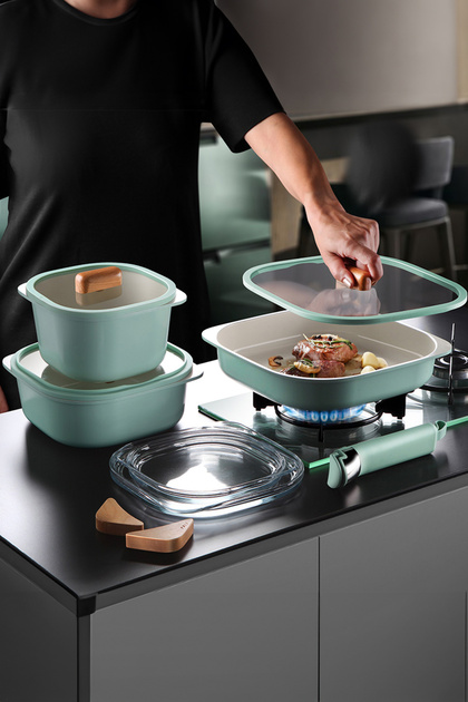 NEOFLAM Fika Comfort Yeşil Tencere ve Tava Seti 10 Parça - Fiyatı