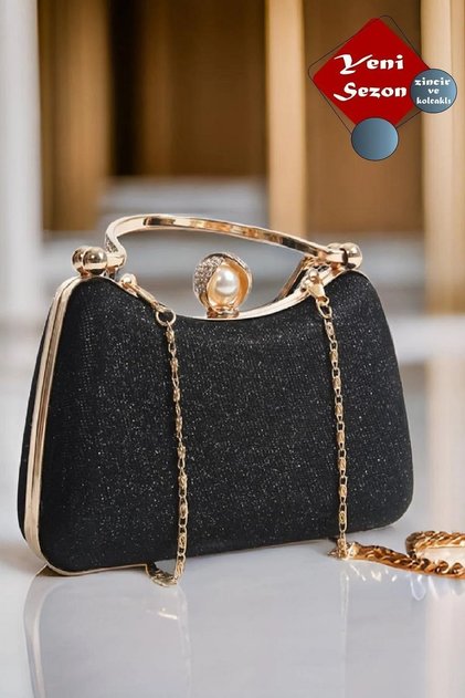 Evening Dress Bag Special Design Imported Glitter Fabric Case Evening Dress Bag with Crystal Stones Chain and Handle