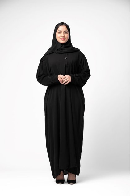 عباية سوداء بأكمام مميزة وطقطق مخفي