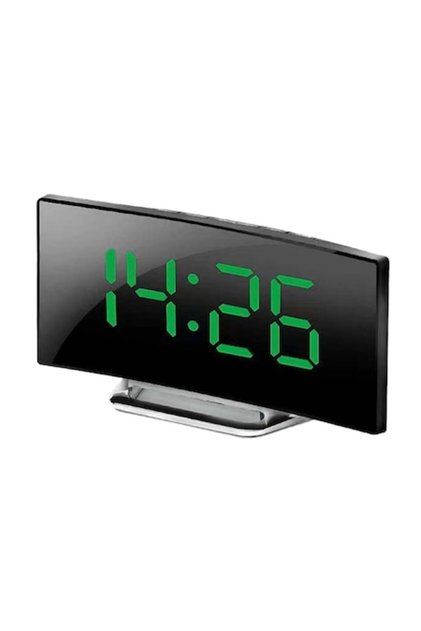 Ceas de birou multifuncțional QttvbTna, LED, design oglindă, silențios