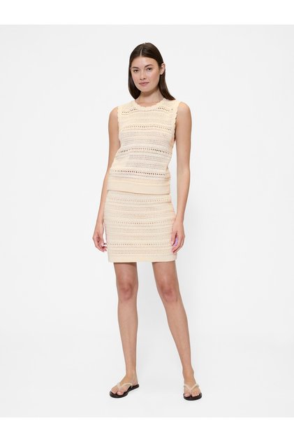 Kadın Beyaz Crochet Midi Etek